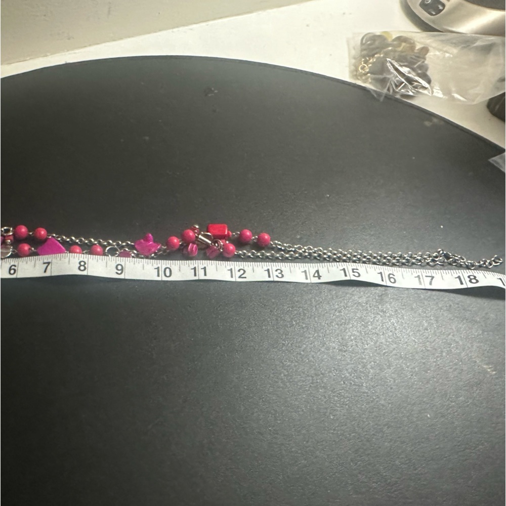 Vibrant Pink Stone Necklace with Wire Wrap - Picture 4 of 4